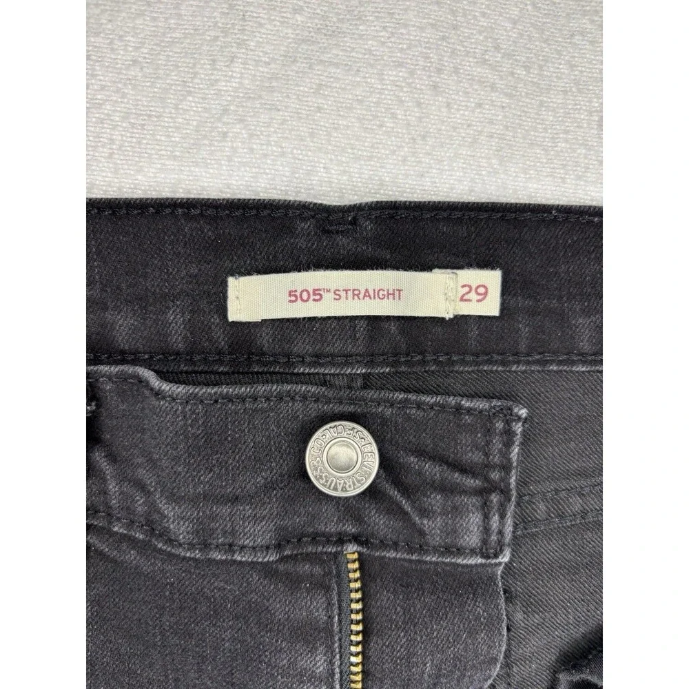 Levi's‎ 505 Straight Black Denim Jeans Men's W29 L30 Classic 5 Pocket Fit